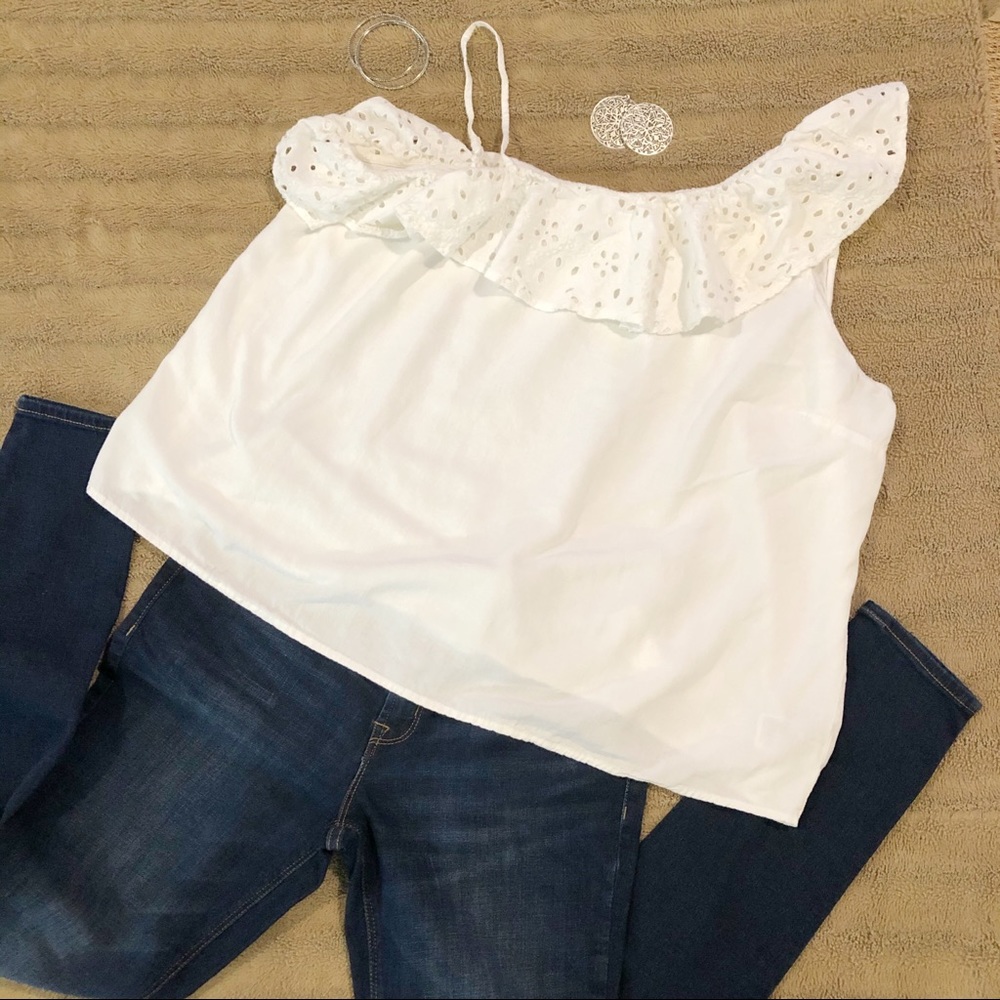 White Off-Shoulder eyelet lace Top XXL